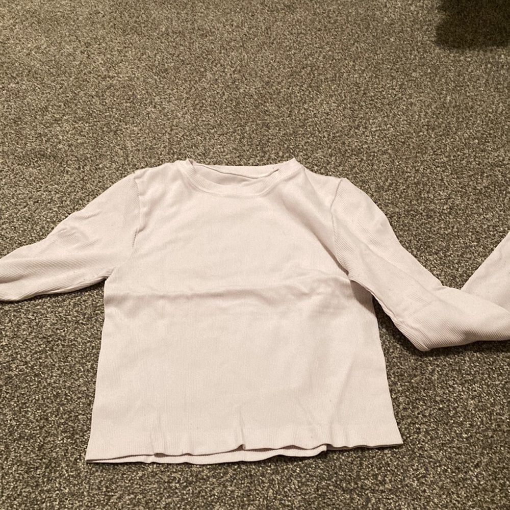 White Long Sleeve Tee with Crew Neck and Relaxed Fit